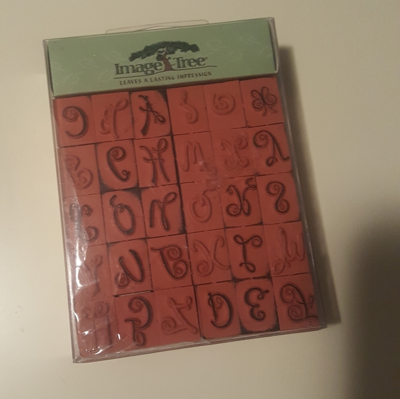 Craft stamp rubber ink letters with wood base - Picture 2 of 3